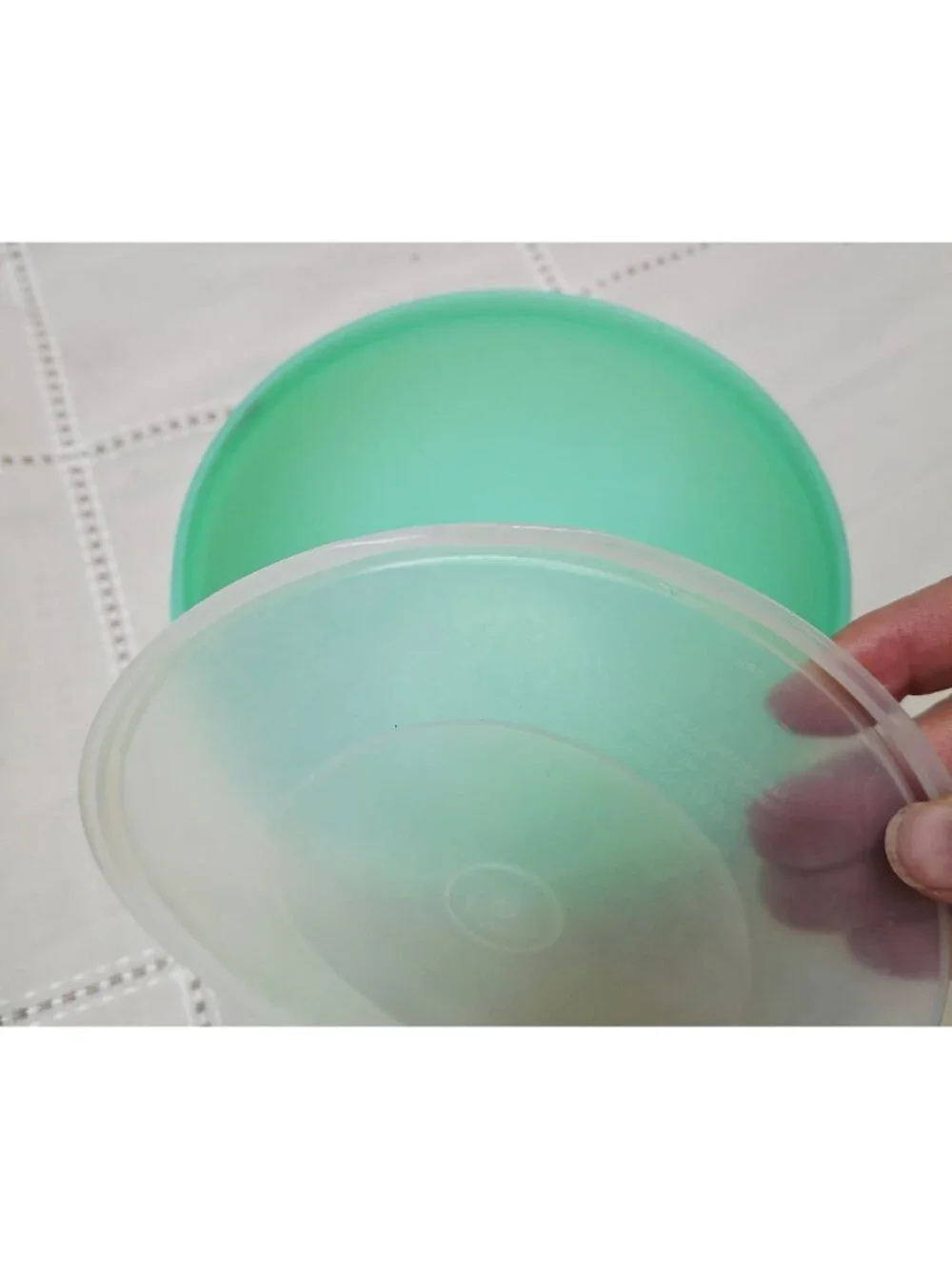 Tupperware Green Bowl With Lid - Durable Plastic Food Storage Container - Classi